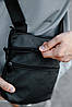 Сумка мессенджер через плече, чоловіча барсетка із натуральної шкіри (чорна), фото 6