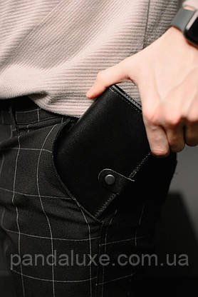 Портмоне чоловіче, гаманець із натуральної гладкої шкіри (чорний), фото 4