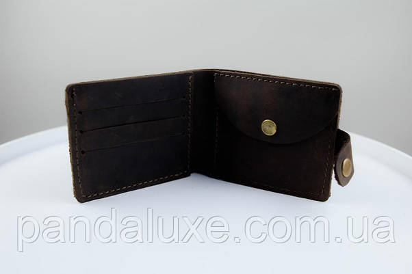 Гаманець портмоне із натуральної шкіри, тиснення крокодил (темно-коричневий), фото 5
