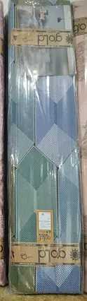 Постільна тканина 220 см набивна Бязь Gold Lux оливково-блакитна з принтом геометрія в рулоні 50 м, пакістанська, фото 3