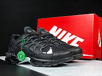 Мужские кроссовки Nike Air Max Plus черные с белым, сетка, кожа. Стильные мужские кроссовки найк аир макс плюс 45