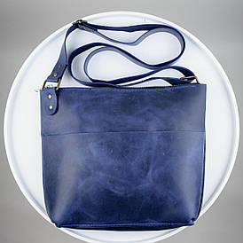 Сумка месенджер Skill з натуральної шкіри, через плече (синя)