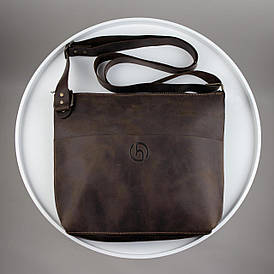 Сумка месенджер Skill з натуральної шкіри, через плече (коричнева)