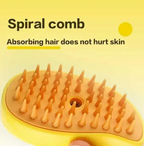 Масажна щітка для домашніх тварин з парою жовта 3в1 PET SPRAY MASSAGE BRUSH, щітка з парою для кішок, фото 5