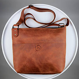 Сумка месенджер Skill з натуральної шкіри, через плече (світло-коричнева)