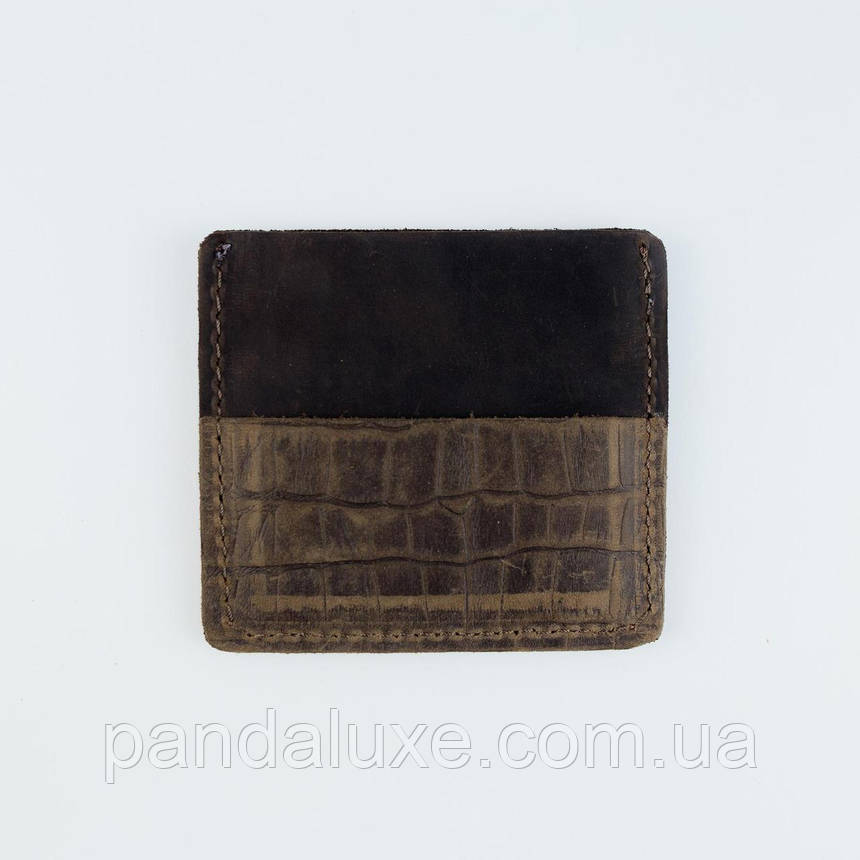 Чоловічий картхолдер, візитниця із натуральної шкіри (темно-коричневий), фото 2