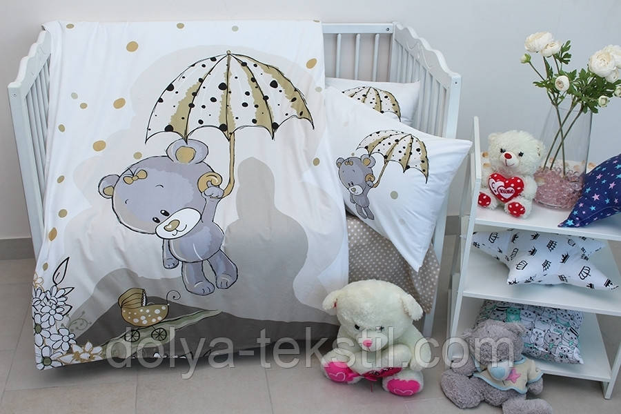 Дитяча постільна білизна у ліжечко ТМ PrimaTeks Umbrella begie
