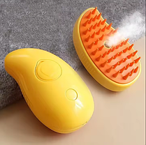 Масажна щітка для домашніх тварин з парою жовта 3в1 PET SPRAY MASSAGE BRUSH, щітка з парою для кішок, фото 4