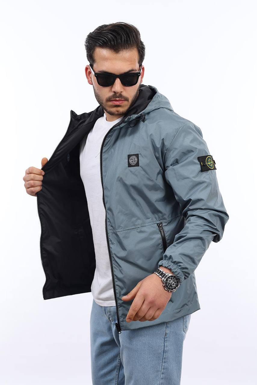 Чоловіча двостороння куртка вітровка Stone Island CK7984 блакитна S