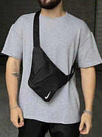 Мужская удобная вместительная сумка-кобура черная Nike ,Стильная городская сумка на грудь для мужчин Найк