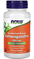 Ашваганда, стандартизированный экстракт, 450 мг, 90капсул, аюрведический адаптоген "NOW Foods".