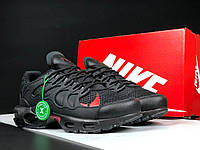 Мужские кроссовки Nike Air Max Plus черные с красным, сетка, кожа. Стильные мужские кроссовки найк аир макс 41