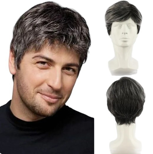 Перука чоловіча коротка чорна із сивиною VC Men 3571 / MW002A