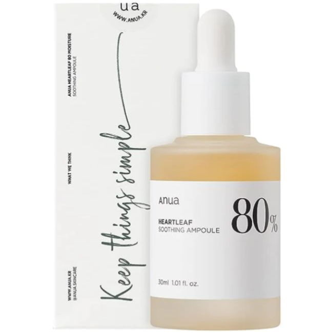 Заспокійлива ампула на основі хаутюйнії Anua Heartleaf 80% Moisture Soothing Ampoule