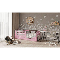 Кровать детская деревянная сосна Stemma Микки 90 с ящиками, бортиком S0520 - R30B розовая