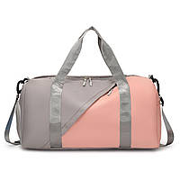 Спортивная женская сумка ЗD Bags Zip на 6 отделений для спортзала компактная 46x22x23 см Серо-пудровая