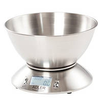 Весы кухонные электронные с чашей Adler AD 3134 до 5 кг из нержавеющей стали | ваги (Гарантия 12 мес)