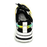 Жіночі шкіряні кросівки білого кольору з чорними вставками на шнурівці EL PASSO KY19AW-5 розмір 36, фото 6