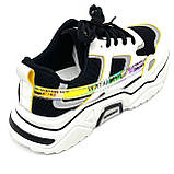 Жіночі шкіряні кросівки білого кольору з чорними вставками на шнурівці EL PASSO KY19AW-5 розмір 36, фото 7