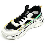 Жіночі шкіряні кросівки білого кольору з чорними вставками на шнурівці EL PASSO KY19AW-5 розмір 36, фото 8