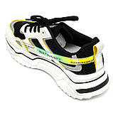 Жіночі шкіряні кросівки білого кольору з чорними вставками на шнурівці EL PASSO KY19AW-5 розмір 36, фото 5