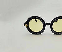 Солнцезащитные очки женские круглые Gucci (Гуччи) L'aveugle Par Amour черные, стильные имиджевые очки