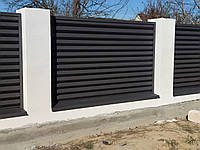 Забор ЖАЛЮЗИ металлический чёрный 9005 тип "Exclusive" (Эксклюзив 40/120 мм) двухстороннее покрытие