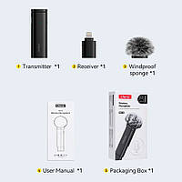 Бездротовий мікрофон петличний Ulanzi VM-10 2,4 ГГц Lightning Чорний