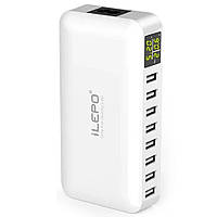 Зарядное устройство ILEPO 40 Вт 8-портов USB Smart Super Fast с LCD дисплеем Белый