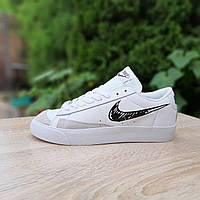 Кроссовки мужские Nike blazer low белые с черным SRV O10949