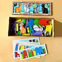 Развивающая игра с карточками "Котики за забором" деревянная ПСФ150
