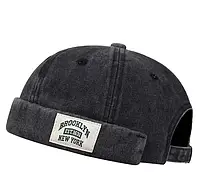 Шапка бини BROOKLYN стильная унисекс, шапка короткая черная 56-60p
