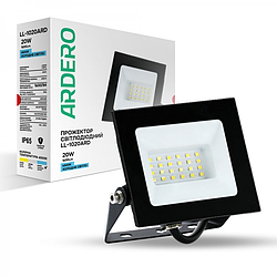 Світлодіодний прожектор 20Вт Ardero LL-1020ARD 20W LED 1600Lm 6500K 126x114x28мм IP65 чорний