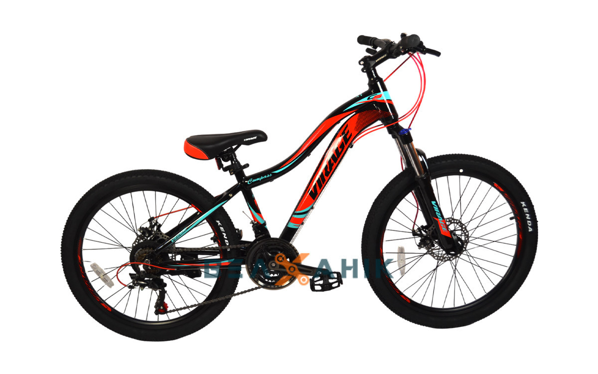 Велосипед 24/quot; Virage COMPASS AM DD EF500 Shimano (рама 13/quot;) чорно-червоний з бірюзовим