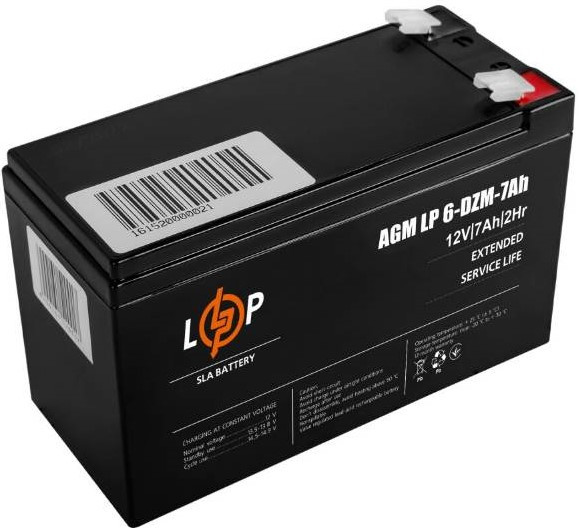 Акумулятор електровелосипеда 12V 7AH, 12В, 12Вольт, 7ач, 7а/год, тяговий, DZM, 6-DZM-7, AGM