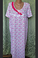 Женская ночная сорочка, рубашка ночная, трикотажная ночнушка. Хлопок. 62 р.(замеры в описании)