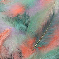 Декоративные перья пушистые, 45-50 штук, от 10 до 18 см, матовый пастельный микс