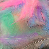 Декоративные перья пушистые, 45-50 штук, от 10 до 18 см, светлый пастельный микс