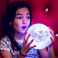 Лампа настольная 3D ночник луна USB 3D Magic LED Moon 15 см.Сенсорная