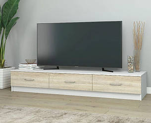 Тумба для ТВ підлогова, тумбочка під телевізор, підставка під TV із ящиками ТВТ-18, Білий \ Дуб сонома, фото 1