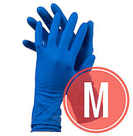 Перчатки латексные синие повышенной прочности удлиненные, защитные AMBULANCE HOFFEN размер M (7-8) 25пар