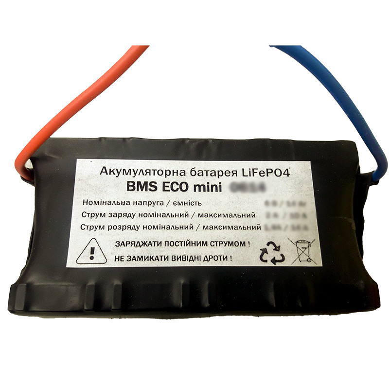 Літієвий Акумулятор 6 В, 12 Аг BMS ECO mini (LiFePO4) 0612