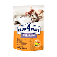 Клуб 4 Лапы Adult Cats Indoor 4 in 1 - сухой корм для кошек без доступа на улицу 0.9