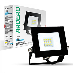 Світлодіодний прожектор 10Вт Ardero LL-1010ARD 10W LED 800Lm 6500K 104х92х21мм IP65 чорний