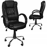Офисное Кресло поворотное из экокожи до 130 кг Malatec (8983) Black