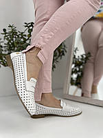 Туфли женские лоферы Messimod H19Y2200-white белые с перфорацией 39