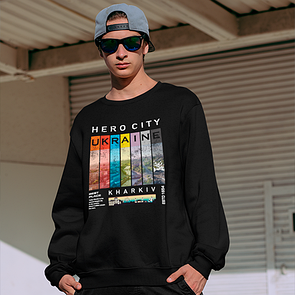 Світшот з принтом Харків місто Герой
