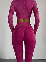 Спортивний костюм рожевий. Одяг для спорту і відпочинку. Комплект лосини топ для залу., фото 3