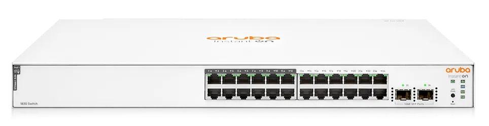 HPE Комутатор Aruba Instant On 1830 24xGE, 1-12p Class4 PoE 195W, 2SFP 1GbE ports, LT Warranty