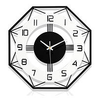 Годинник настінний дизайнерський Black&White, безшумний JT18213 / 43x43 см